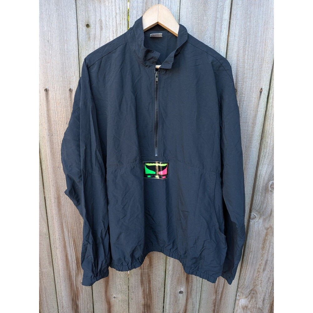 Vintage Crazy Shirts Jacket Pullover Windbreaker Maui Black Neon XL Made in USA